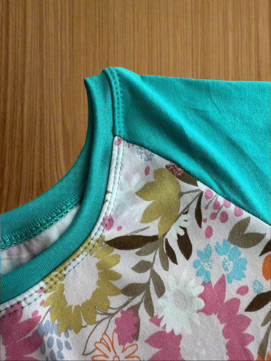 Short Sleeve Summer Floral Raglan Dress