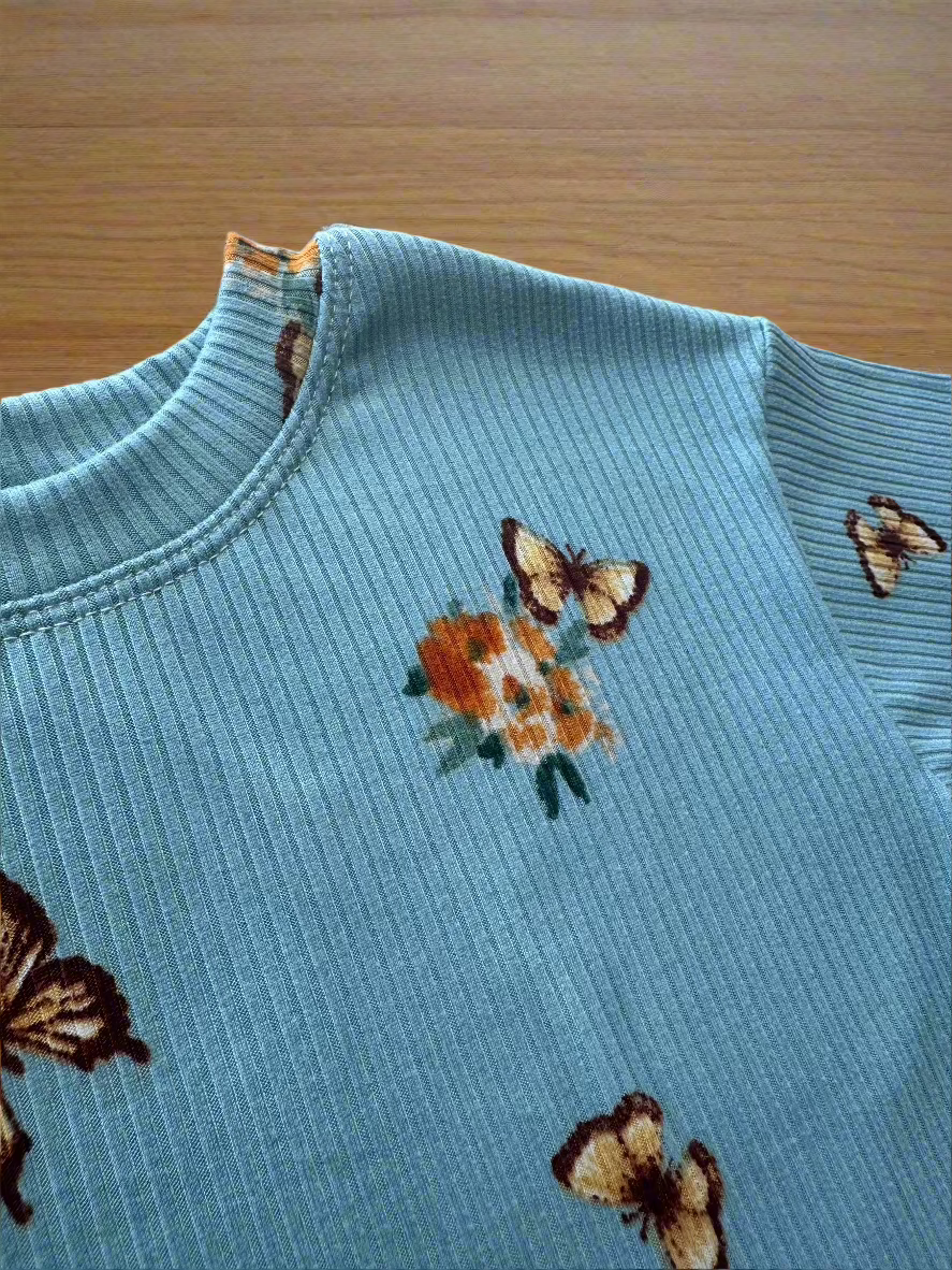 Oversize Tee Floral Butterfly